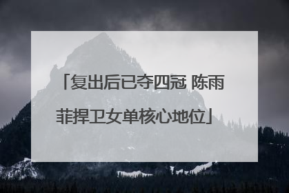 复出后已夺四冠 陈雨菲捍卫女单核心地位
